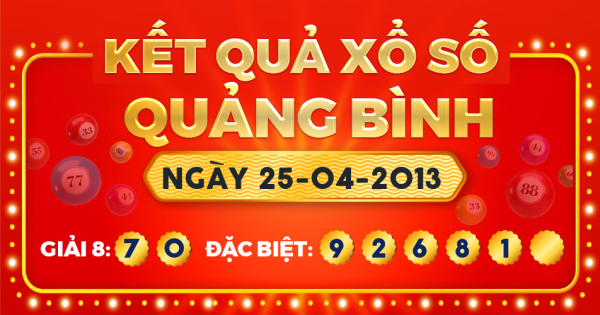 Kết quả xổ số Quảng Bình ngày 25/4/2013